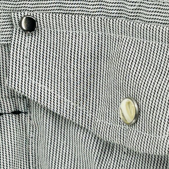 Y2K Franky Max Cotton Grey Utility Stitch Button Down Workwear Shirt - Picture 3 of 7